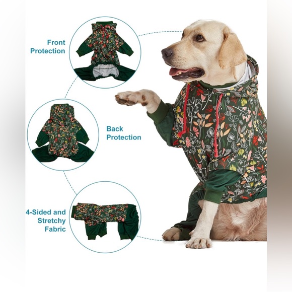 LovinPet Green Floral Dog Onesie Pajamas - Picture 4 of 5